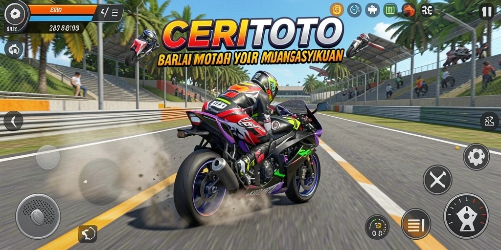 Gameplay CERITOTO yang seru dalam balapan motor.