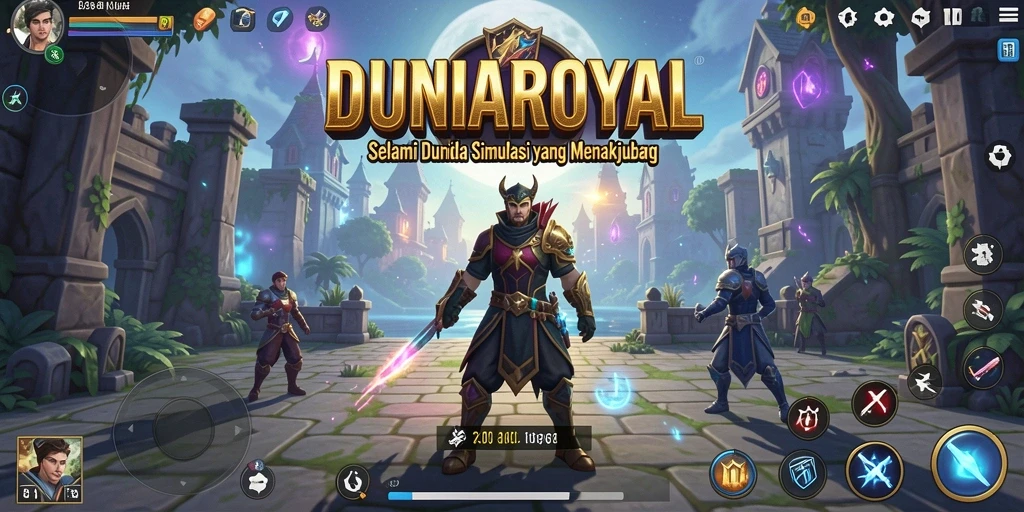 Screenshot gameplay DUNIAROYAL yang menampilkan dunia simulasi yang menarik.