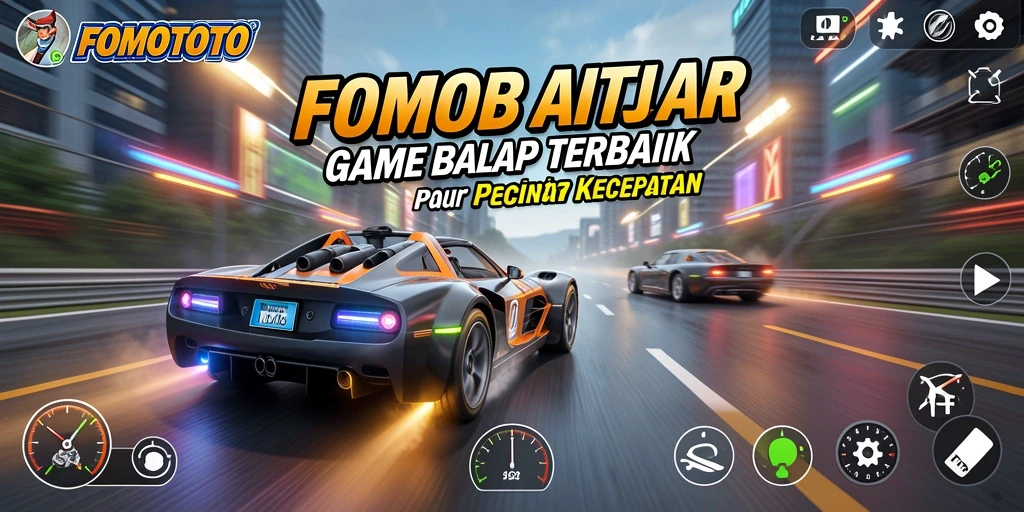 Screenshot gameplay FOMOTOTO yang menampilkan aksi balap seru.