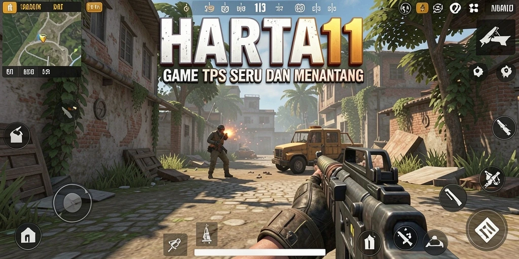 Screenshot HARTA11 menampilkan aksi seru dalam permainan TPS yang mendebarkan.