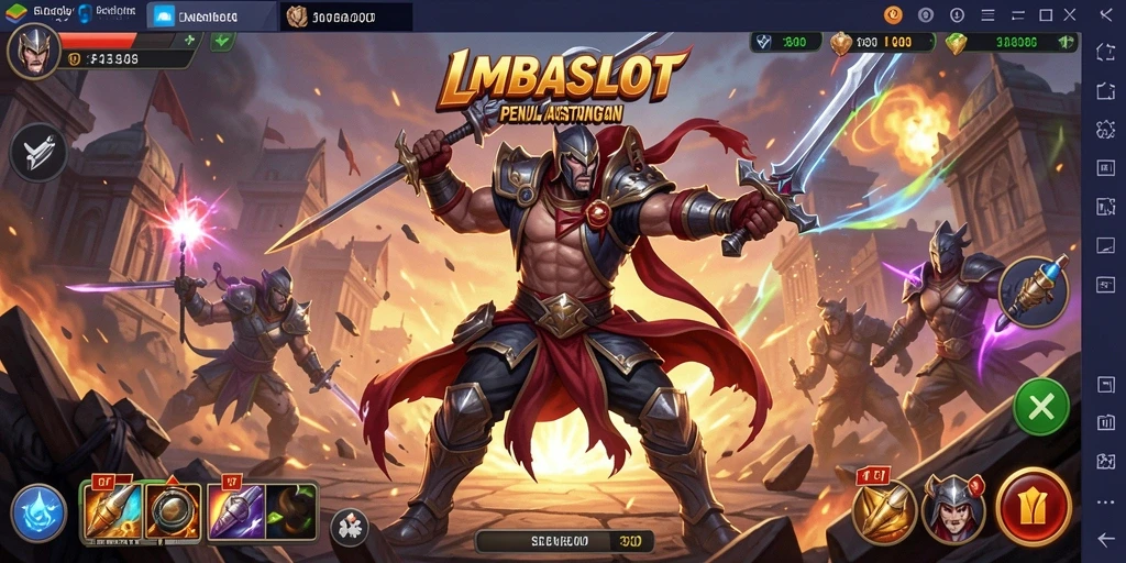 Screenshot gameplay LMBASLOT dengan pertarungan seru.