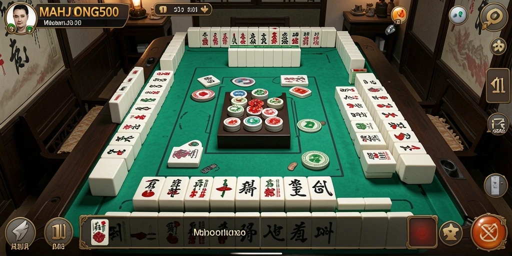 Tampilan gameplay seru di MAHJONG500 dengan desain menarik.