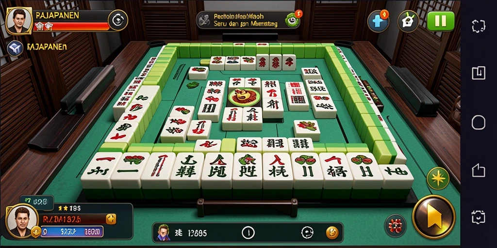 Gameplay Mahjong menarik dalam RAJAPANEN dengan level yang menantang.