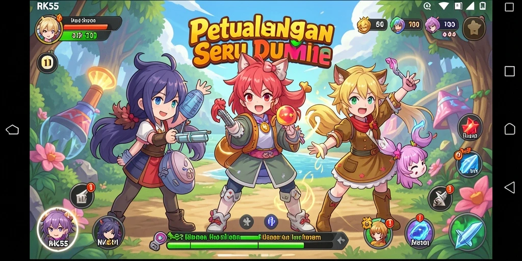 Screenshot menampilkan aksi seru dalam gameplay Anime RK55.