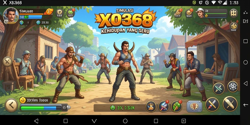 Menampilkan gameplay seru dari XO368 dengan aktivitas simulasi kehidupan.